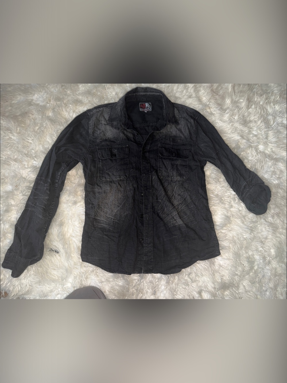 PRPS Goods & Co Men's Black Long-Sleeve Button Shirt Jacket XL